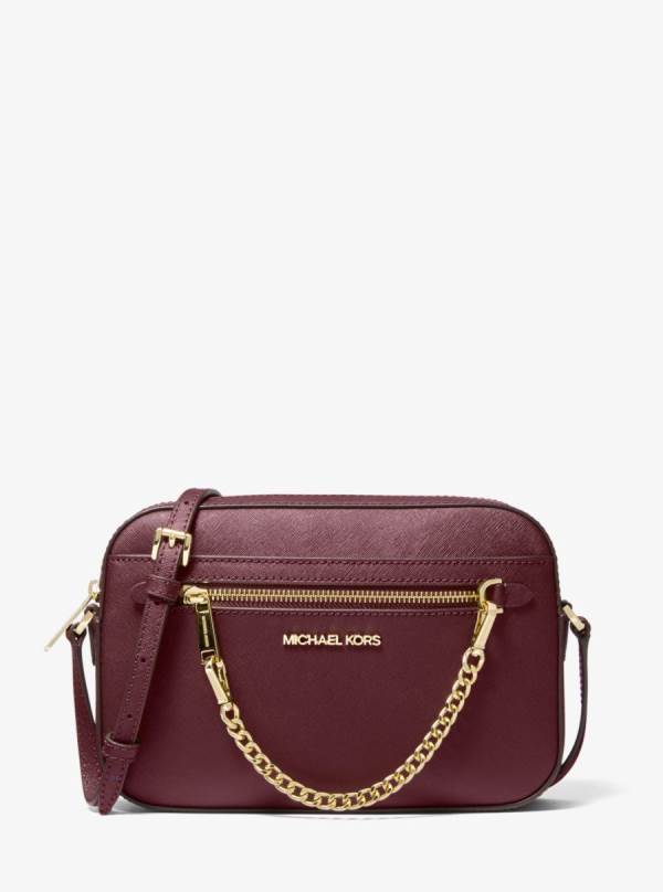 Damske Crossbody Kabelka Michael Kors Jet Set Large Saffiano Leather Bordove - Kabelky Michael Kors Levně | YLGEA-3164